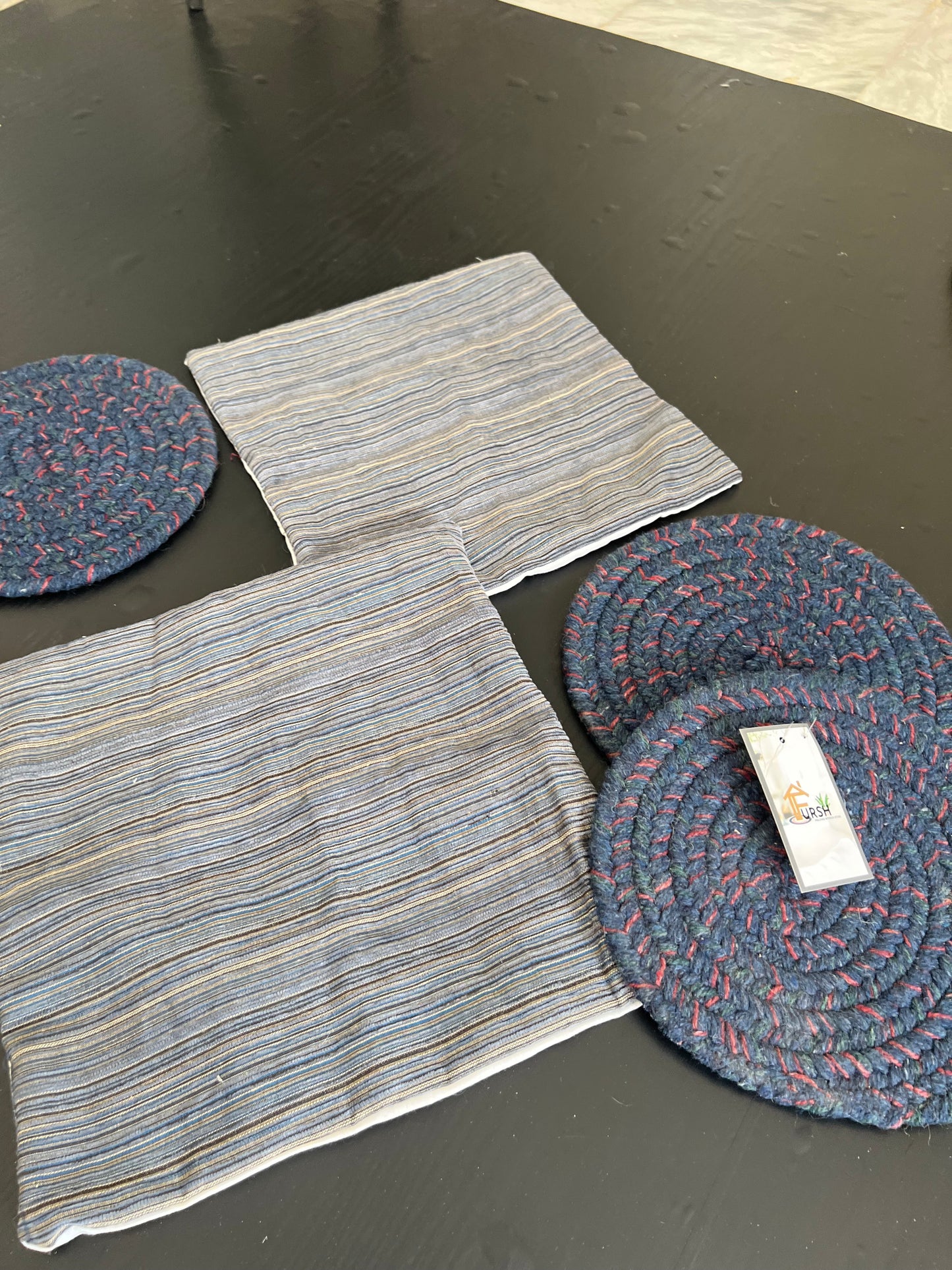 Bamboo Coasters And Cushion Cover Set